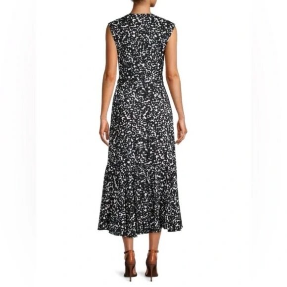 REBECCA TAYLOR Leopard Midi Wrap Dress Size 4 - Picture 2 of 6